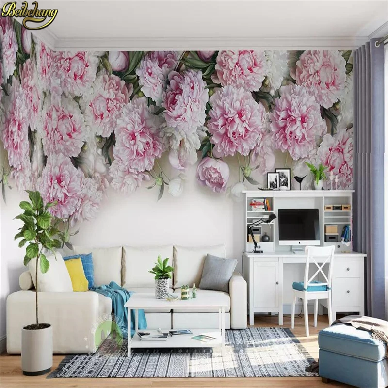 

beibehang Custom European romantic peony flower Photo Wallpaper Landscape Mural Office Living Room Decor wallpaper for walls 3 d