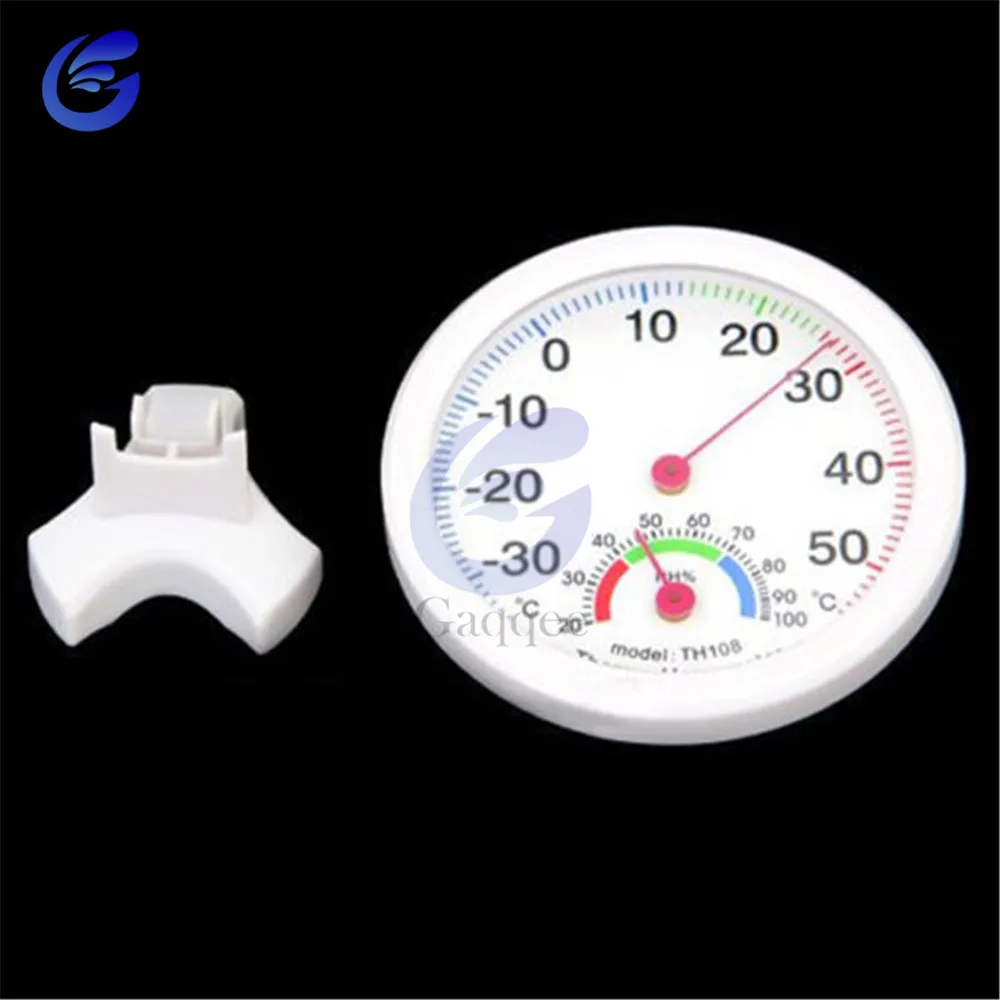 Thermometer Hygrometer Mini Round Clock-shaped Measuring Indoor Outdoor Wall Temperature Humidity Thermometer Meter Gauge