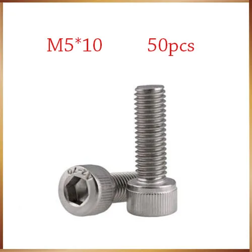 

Free Shipping 50pcs/Lot Metric Thread DIN912 M5x10 mm M5*10 mm 304 Stainless Steel Hex Socket Head Cap Screw Bolts