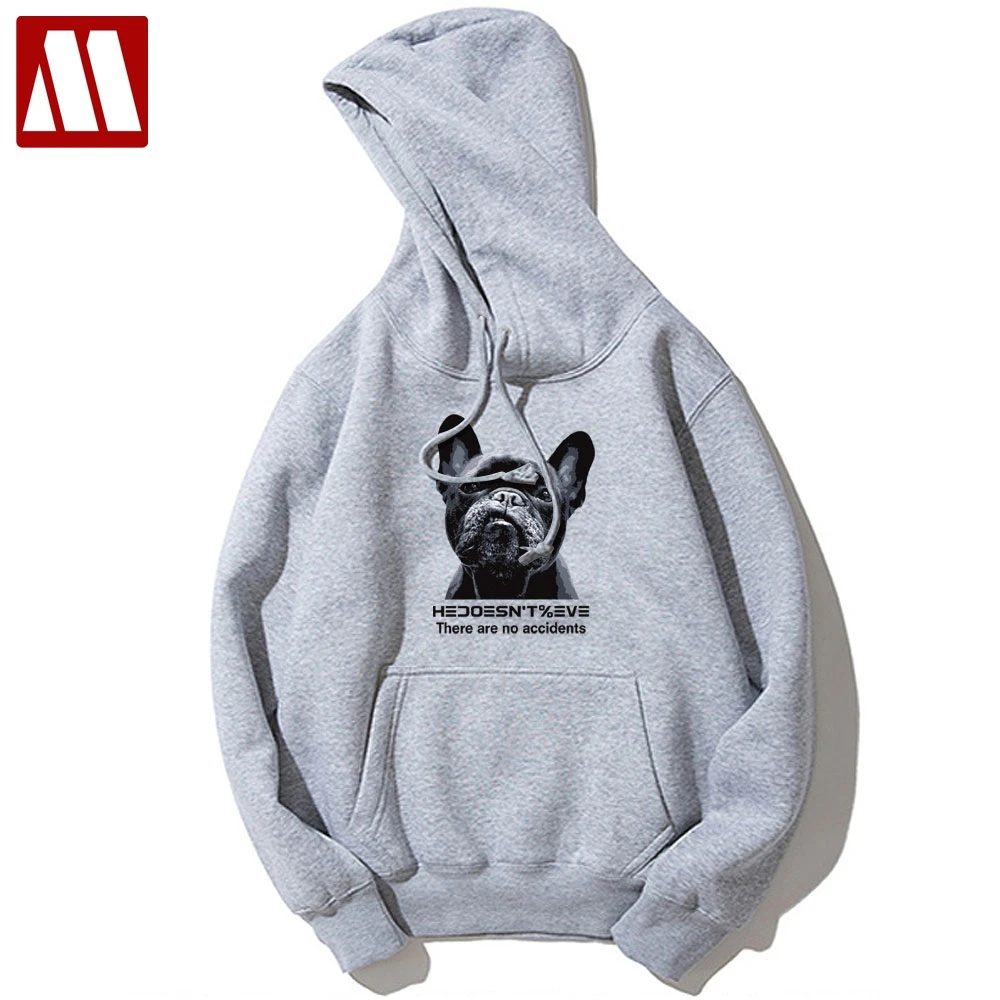 Brave French Bulldog Print Men's sweatshirts Hoodie Autumn Winter Fleece Warm Sweatshirt Pullover Men Casual Drawstring Hoodies