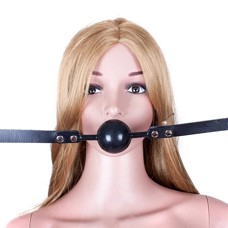 Size Large PU Leather Big Black Silicone Ball Gag Mouth Soft Mouth Plug Oral Fixation Mouth Gag Sex Toys Erotic Game For Couples