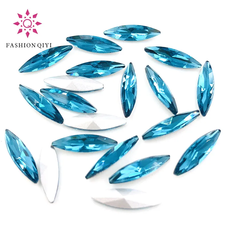 New selling 4X15mm Horse eye Glass Crystal Peacock blue pointback rhinestones 50pcs diy nail art/phone/Clothing accessories