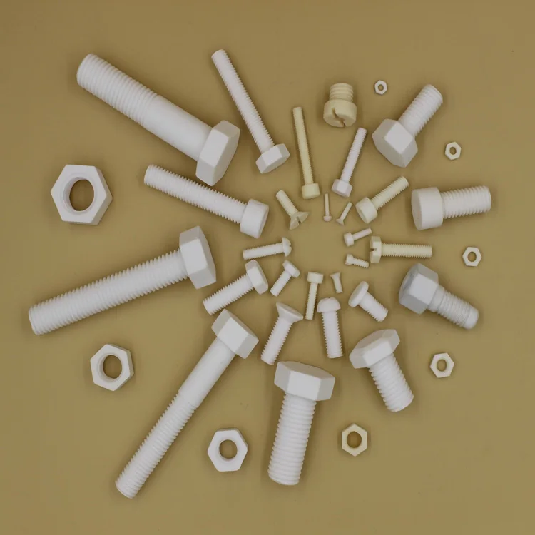 M12 * 80 Alumina Diaphragms Outside the hexagonal Ceramic Screws / 95% Alumina Ceramic Screws / Antioxidant Bolts