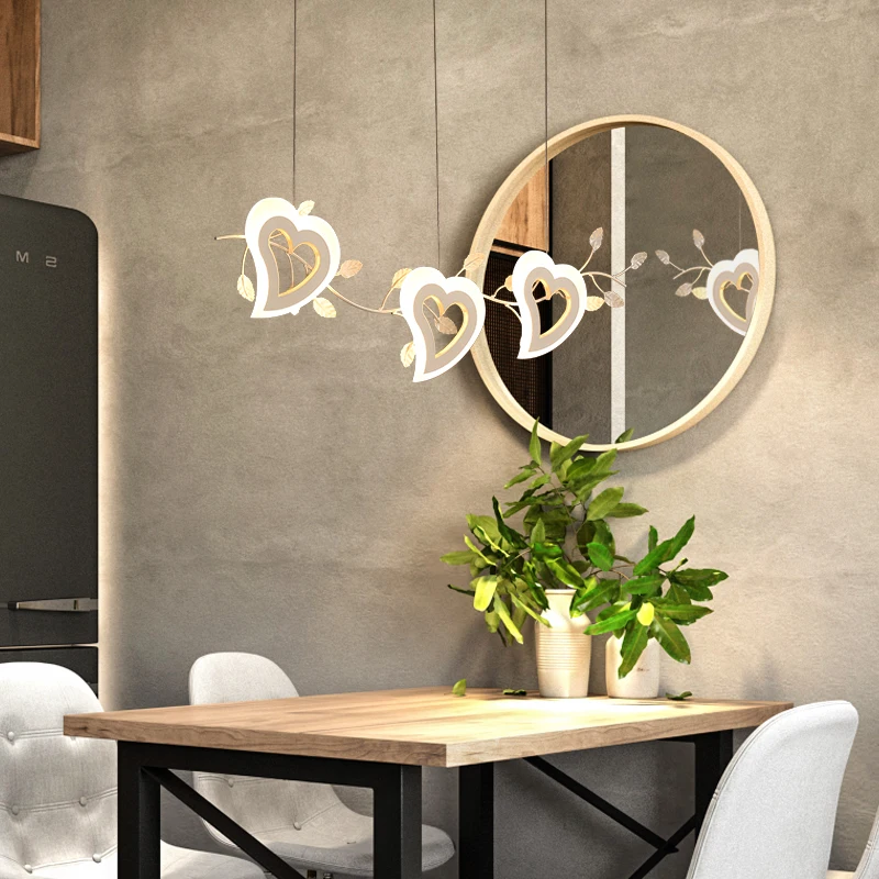 modern creative heart Pendant Lamp Nordic personality art restaurant light bar dining room Hanging Lights led lamps