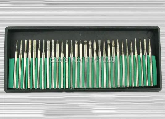 NEW 30PCS Diamond Burrs For Dremel Rotary Tool   Bit Engraving parts 3mm Shank 30 in 1 Grinding needles polishing needle