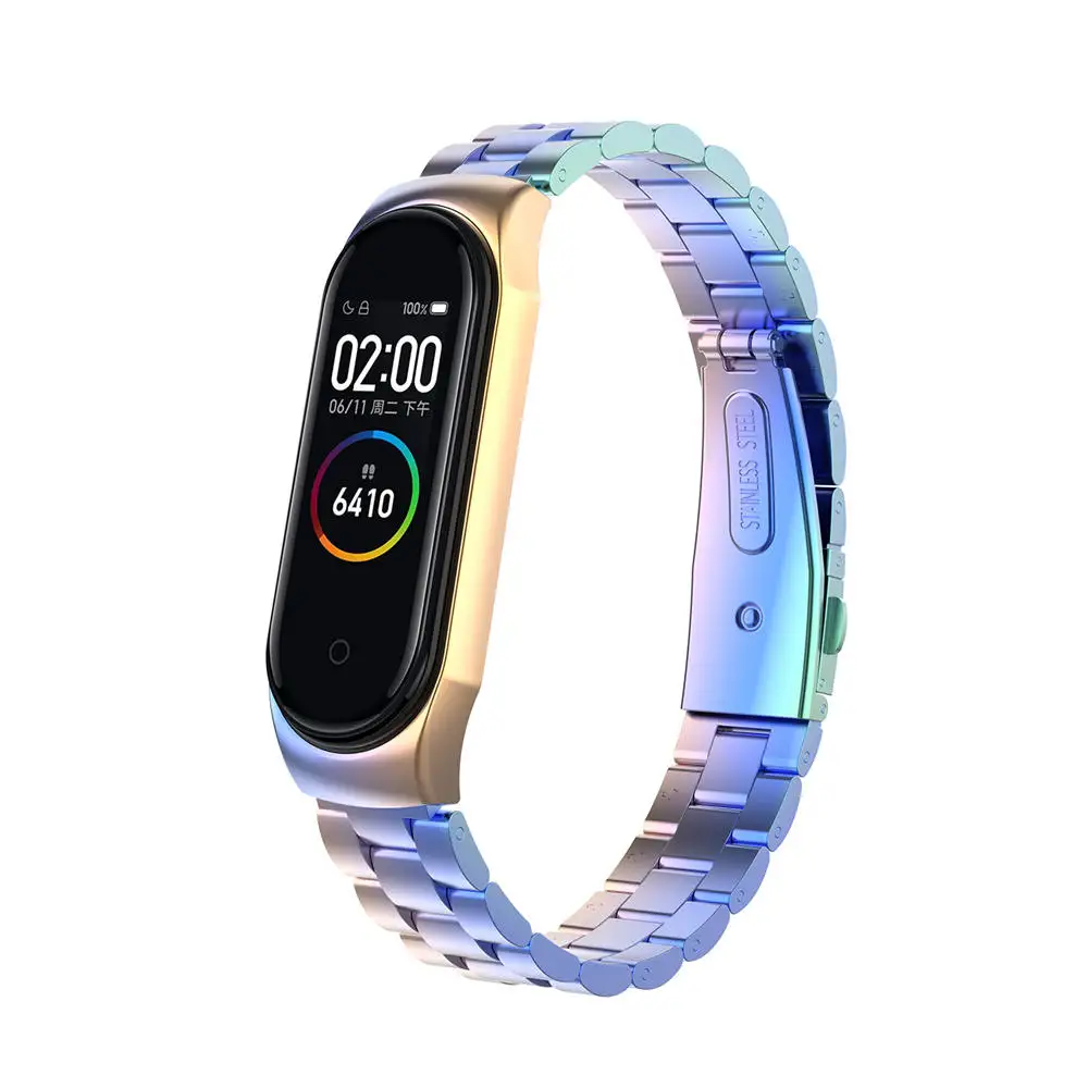 wrist strap for xiaomi mi band 3 4 mi band 4 replacement Metal Strap wrist strap Stainless Steel Bracelet Wristbands+Metal Case