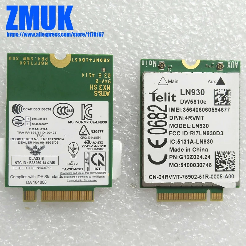 Original Telit LN930 DW5810e M.2 NGFF 4G/LTE/DC-HSPA+ WWAN Wireless Card,DP/N NRR39 4RVMT TWH3N 2J8GY TPG84