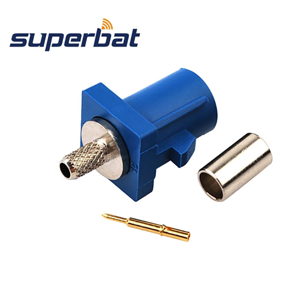 Superbat 10pcs Fakra C Blue Crimp Male Connector for GPS Telematics or Navigation for Cable RG316 RG174 LMR100