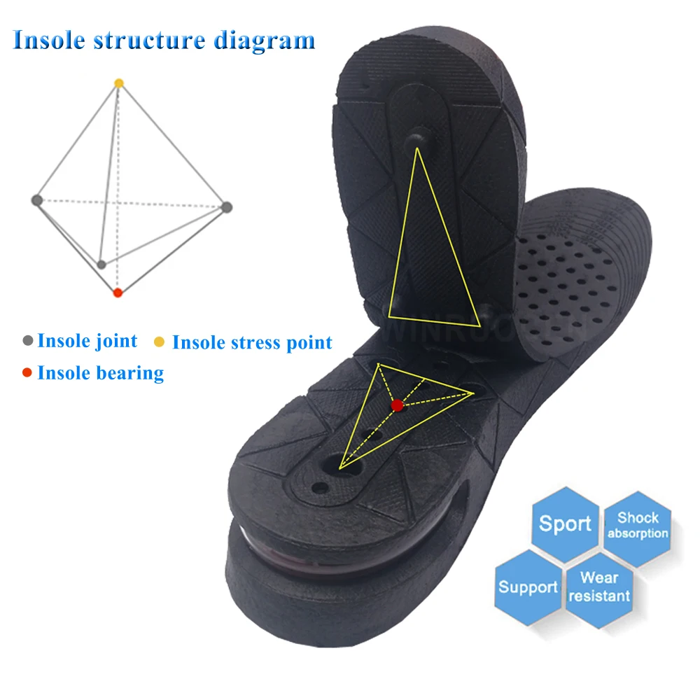 3-9cm Height Increase Insole Cushion Height Lift Adjustable Cut Shoe Heel Insert Taller Elevator Insoles for Foot Pads Unisex