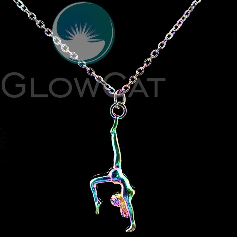 Trendy Gymnastics Female Gym Sport Gymnast Pendant Chain Necklaces Women Girl  Choker Party Gift Jewelry Wholesale