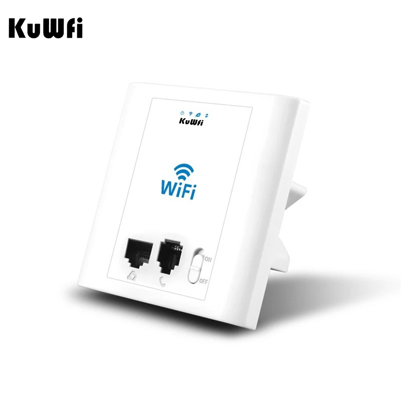 KuWFi 300Mbps In Wall WiFi Access Point Wireless Router with PoE RJ45&RJ11 Port AP Router WiFi Repeater for Hotel Home School