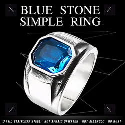 BEIER 2018 Vintage Engagement Imitation Square green/blue Stone Fingel Ring For Women/Men Stainless steel Love Jewelry BR8-586