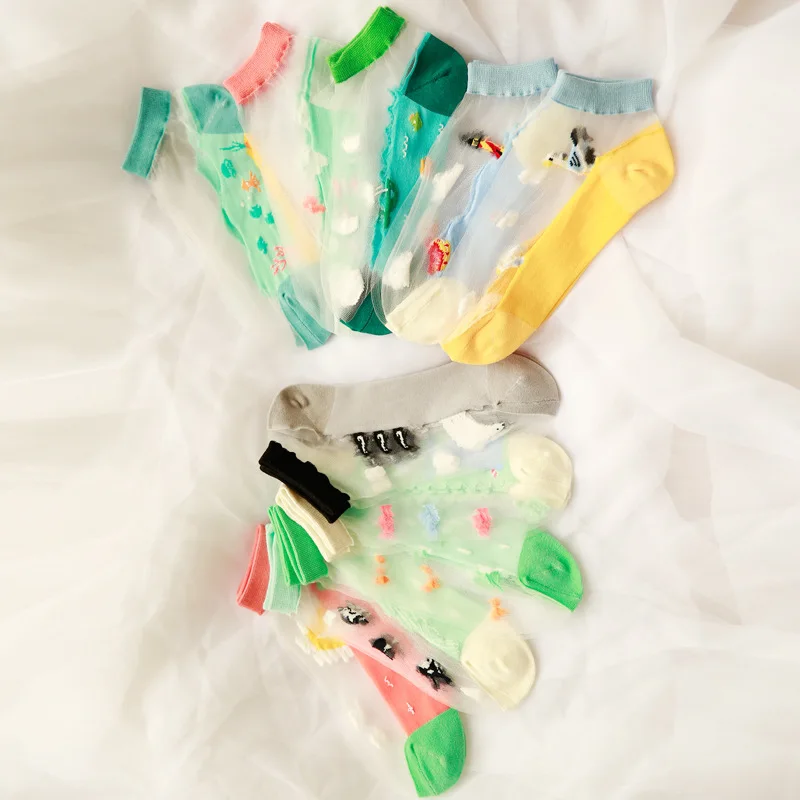 Hot Summer Woman Socks Female Thin Crystal Glass Silk Transparent Socks Girls Stretch Socks Chaussette Femme Calcetines 2018