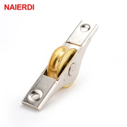 2PCS NAIERDI Sliding Door Roller Cabinet Copper Caster Wheel Pulley Runners For Wardrobe Window Furniture Hardware