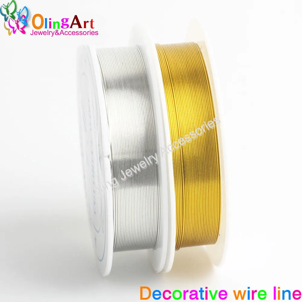 OlingArt 0.3/0.4/0.5MM  20 12 7m/roll gold  silver plated wire line DIY beaded earrings Bracelet choker necklace jewelry making