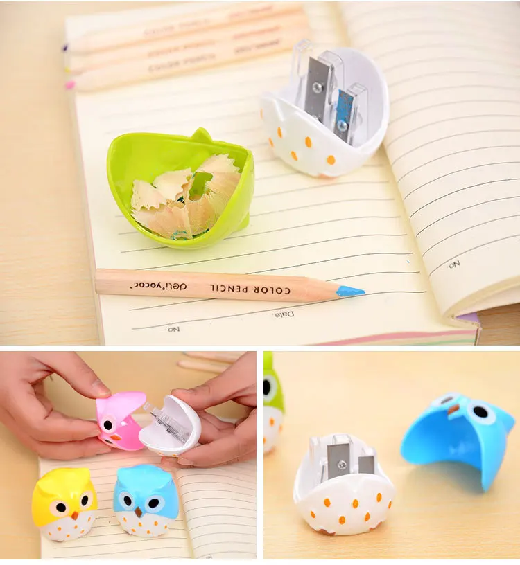 24 PCs Cute Pencil Sharpener Stationery Wholesale Korea Cute Owl Student Stationary Animal  Pencil Sharpeners for Kids School