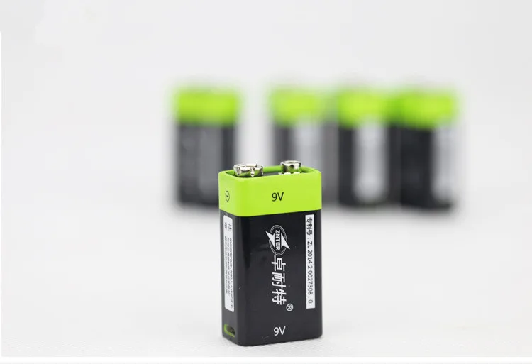 ZNTER 4pcs 9V 600mAh lithium li-po li-ion rechargeable battery + micro usb cable for charging