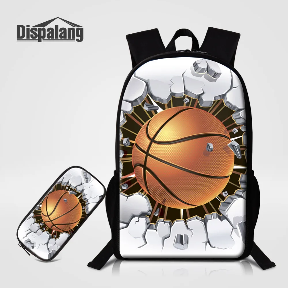 

2 PCS/Set Backpack for Boy Basketballs School Bags with Pencil Bag for Kids Lightweight Back Pack for Children Traveling Bookbag