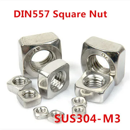 1000pcs M3 DIN557 Square Nut Metric Thread A2 Stainless Steel Support Aluminum Profile Square Screw