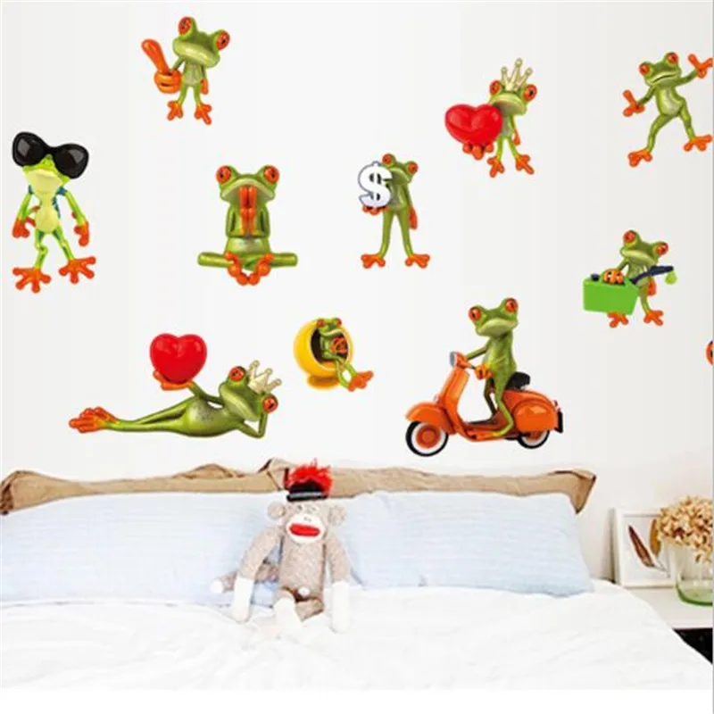 

1PCS New Funny 12 Big Eye Frogs Wall Sticker For DIY Children Baby Room Decoration Wall Sticker Art Mural 50*70cm