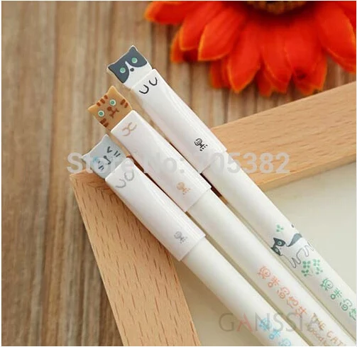 3pcs/lot Kawaii Animal Series Gel Pen 0.38mm Point Cute Cat Roller Pens for Writting Office Canetas school supplies(ss-428)