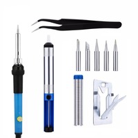 220V 60W EU plug Adjustable Temperature Electric Soldering Iron Pen Handle Repair Tool Set With 5pc Iron Tip Solder Wire Stand