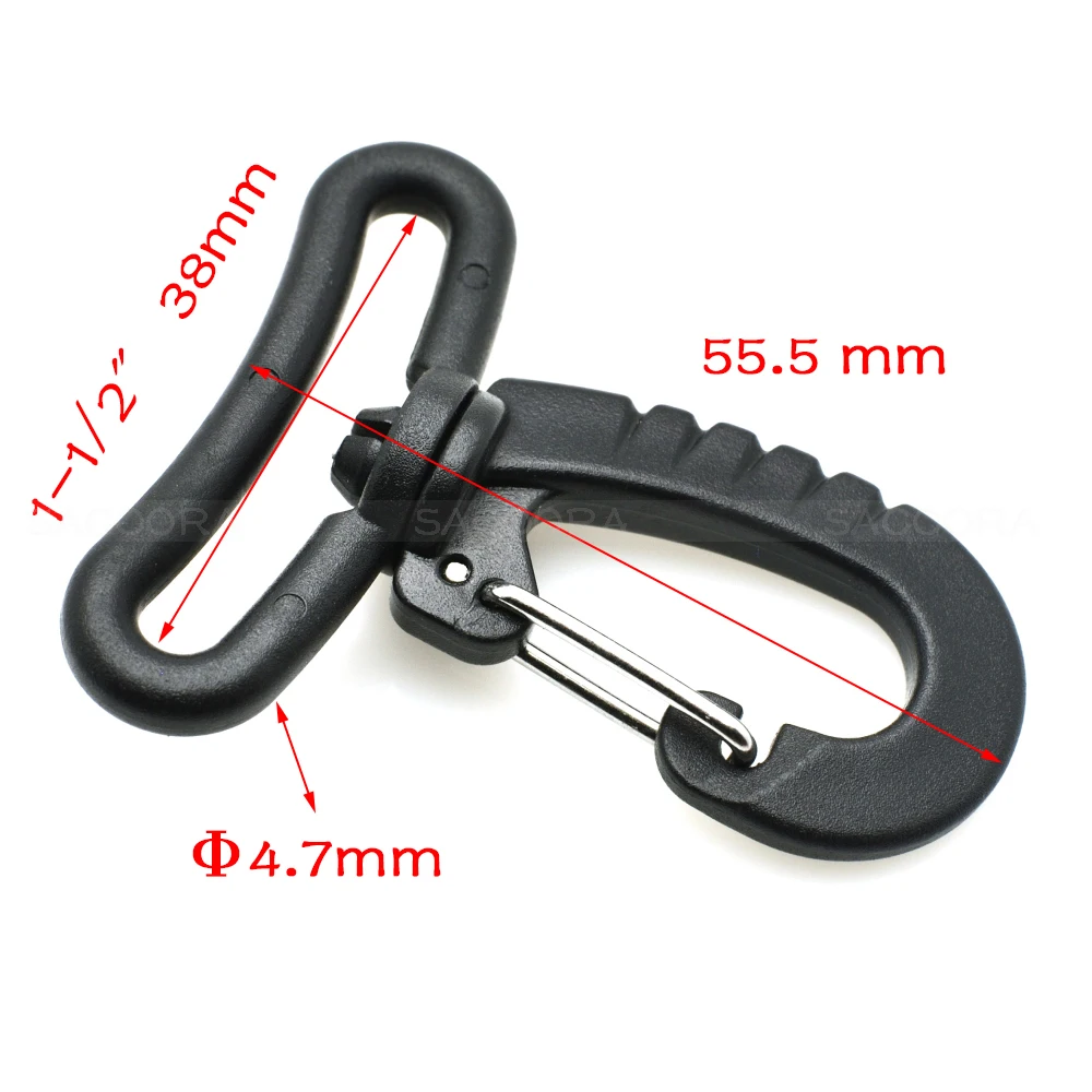 Black Color Plastic Swivel Snap Hook for Keychain Backpack Buckle Belt Strap Outdoor sports bag accessories