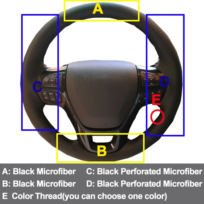 HuiER Hand Sewing Car Steering Wheel Cover Wear-resistant Car Styling Black Leather For Ford Explorer 2016-2018 steering wheel