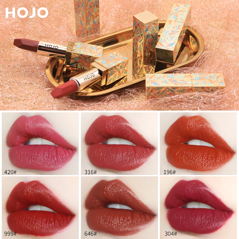 HOJO Red Velvet Lipstick Matte 6 Colors Gold Fashion Design Moisturize Long Lasting Waterproof Makeup Cosmetics