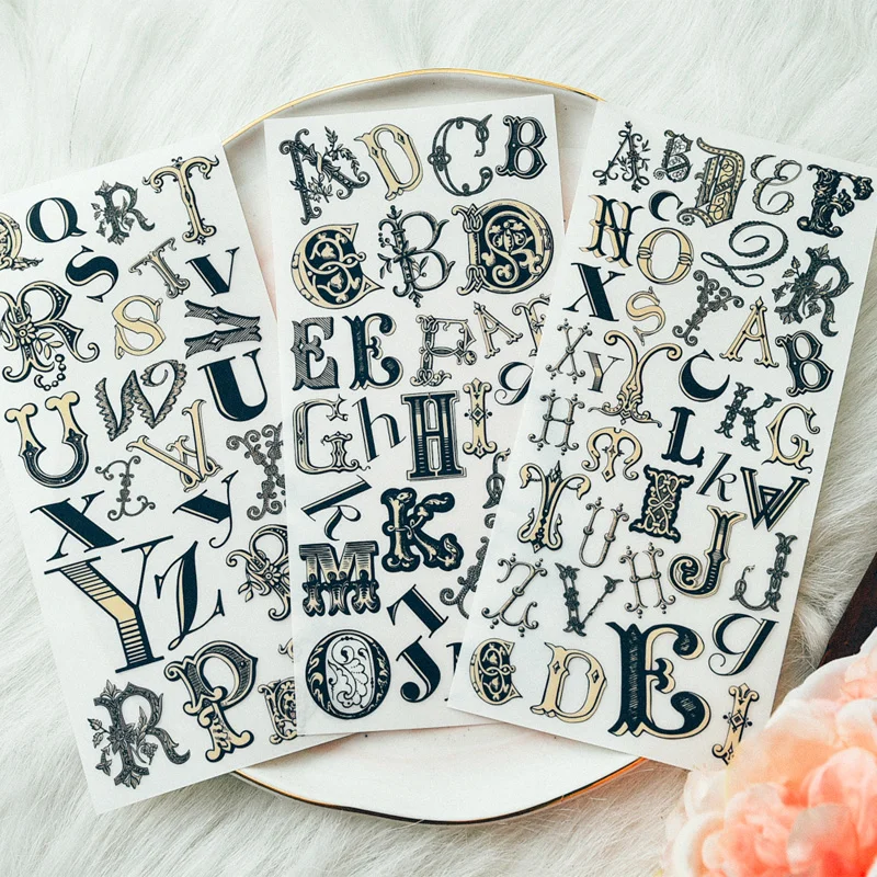 KSCRAFT Vintage Alphabet Rub On set for Scrapbooking DIY Projects/Photo Album/Card Making Crafts