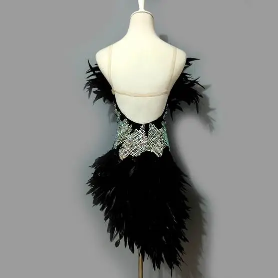 Phong cách mới Latin trang phục múa sexy cao cấp feathers nhảy latin váy cho phụ nữ latin phục thi nhảy khiêu vũ S-4XL