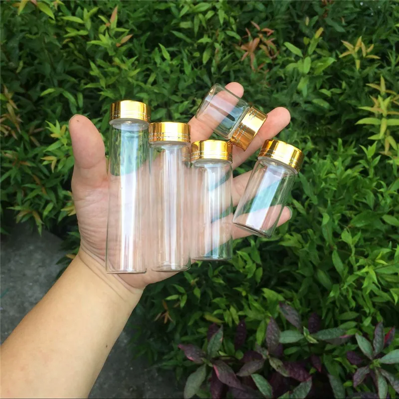 Jars Containers Glass Bottles Aluminium Gold Screw Cap Empty Glass Bottles 15ml 25ml 40ml 50ml 60ml 50pcs