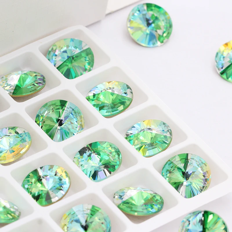 Crystal glass Rhinestones Rivoli Stones for clothing Loose Rhinestones gule On Garment applique Stones for Jewelry Making 5pcs