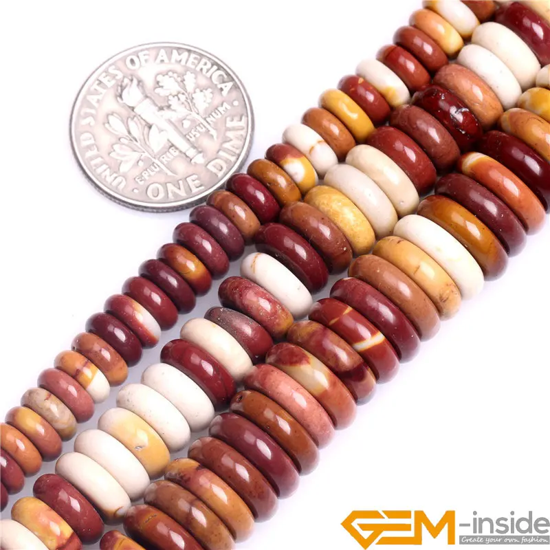 

Yellow Red Natural Mookaite Jaspers Heishi Rondelle Spacer Beads Natural Stone Beads Loose Beads For Jewelry Making Strand 15"