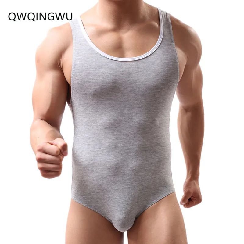 Sexy Mens Undershirt Underwear Modal Sexy Tank Tops Breathable Men Bodysuit Undershirt Jumpsuit Shorts Tight Leotard Undershirt