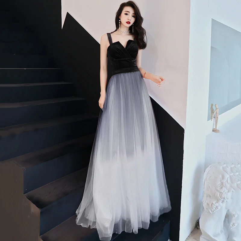 It's YiiYa Evening Dress Gradient Color Lace Illusion Wedding Formal Dresses V-neck Floor length A-line Zipper  Party Gowns E343