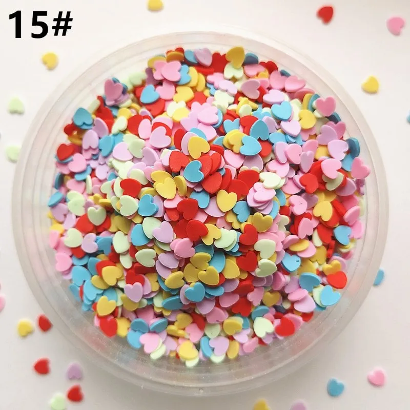 20 gr/los Nette Gefälschte Ton Streusel Bunte Herz Fünf Sterne Schleife Süßigkeiten Streusel für Handwerk Machen, DIY Kuchen Dessert Dekoration – Detail 15