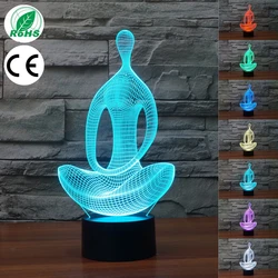 3d meditation mood Lamp Night Light Yoga 3D LED NightLight Acrylic Colorful Gradient bedside luminarias Atmosphere bedroom Lamp