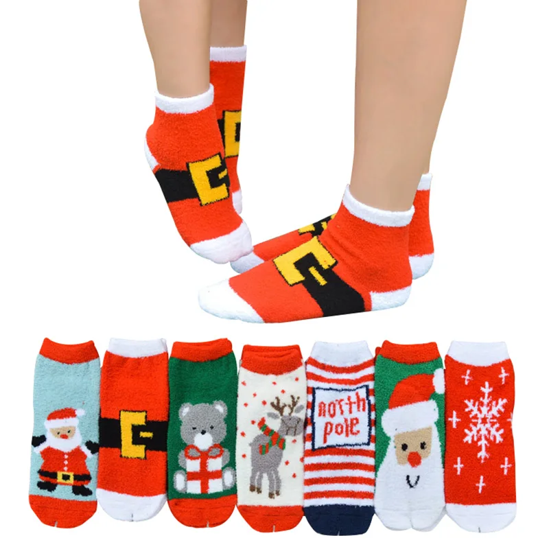 6 Pairs Women Socks Chrismas Vintage Comfortable Coral Velvet Women Sock Deer Santa Claus Snowflake Gift Bear Funny Socks Meias