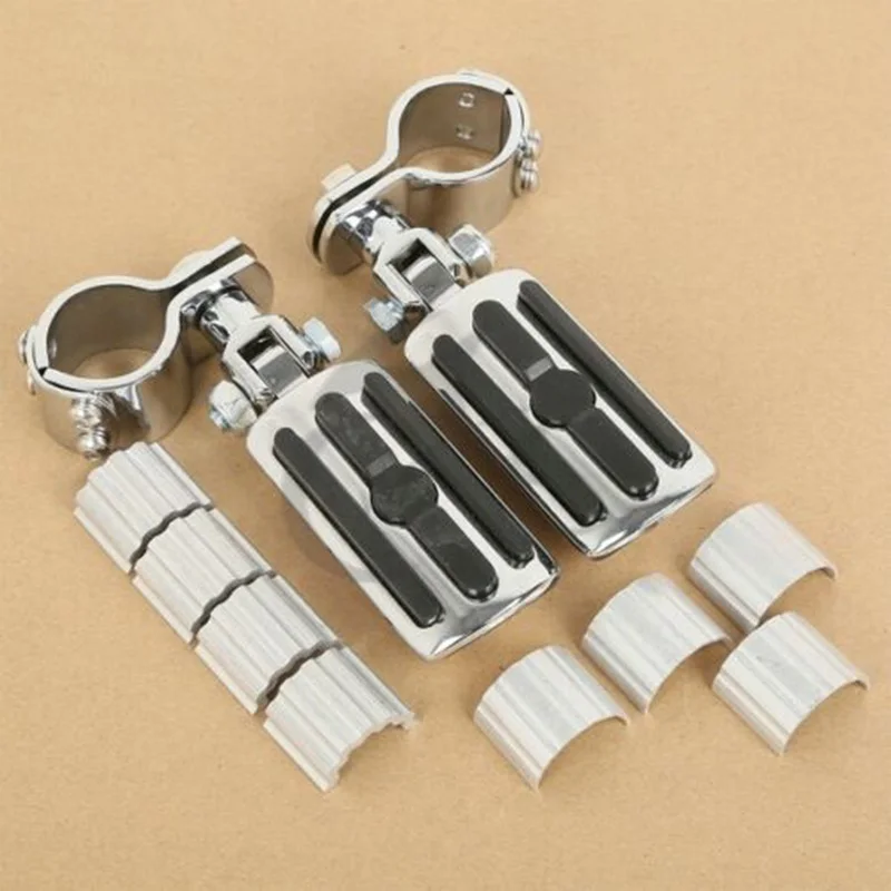 Motorcycle Chrome Foot Peg W/Clamps For Honda Harley Suzuki Yamaha GL1500 GL1100 GL1200 VL1500 VL800 VZ800 VL125 VL250 VN400