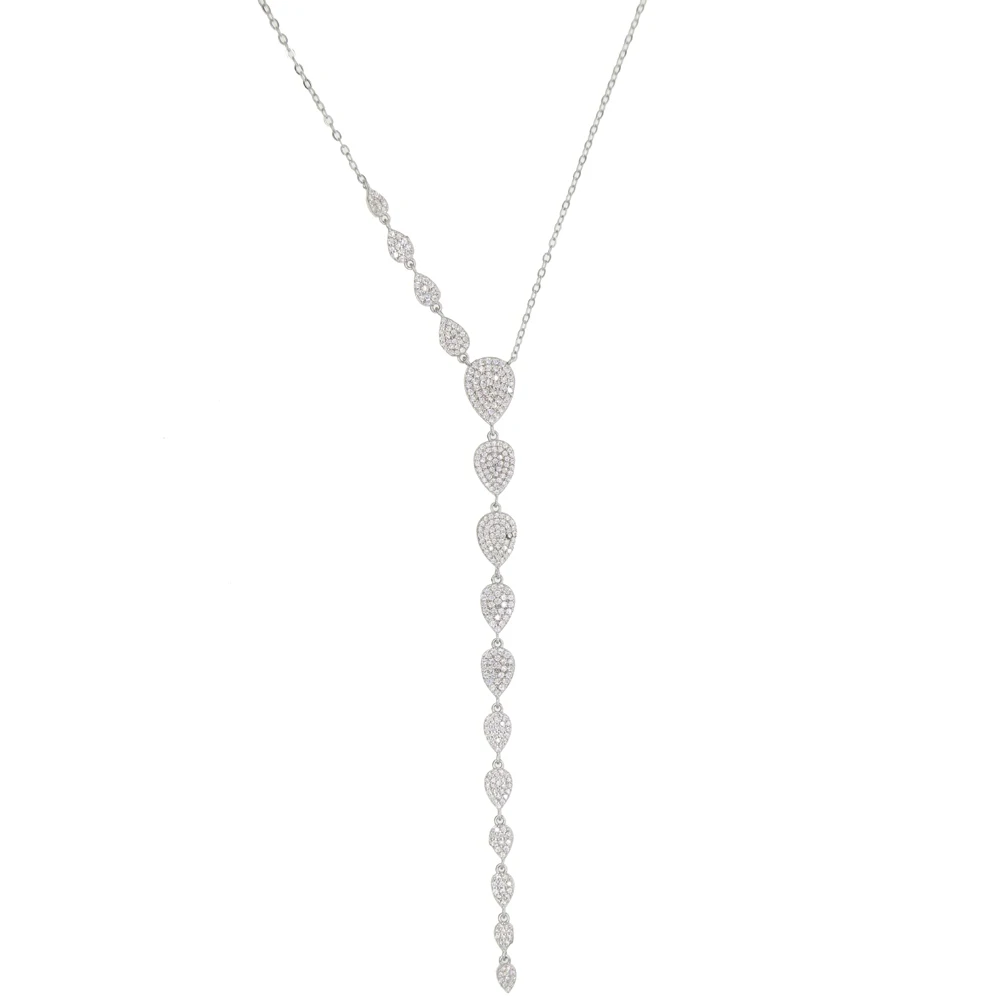tear drop Long Necklace for Women Fashion cubic zirconia sparking bling CZ Necklaces & Pendants Bijoux Femme Perle