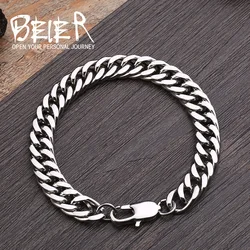 Beier new store  7mm/9mm wide 316L stainless steel bracelet Machine knitting chain bracelet LLBR-C006