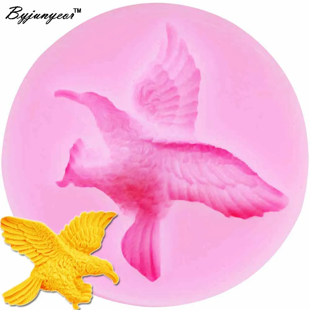 Byjunyeor Eagle Bird UV Resin Silicone Mold Fondant Chocolate Candy Lollipop Crystal Epoxy Soft Clay Bake Tools M811