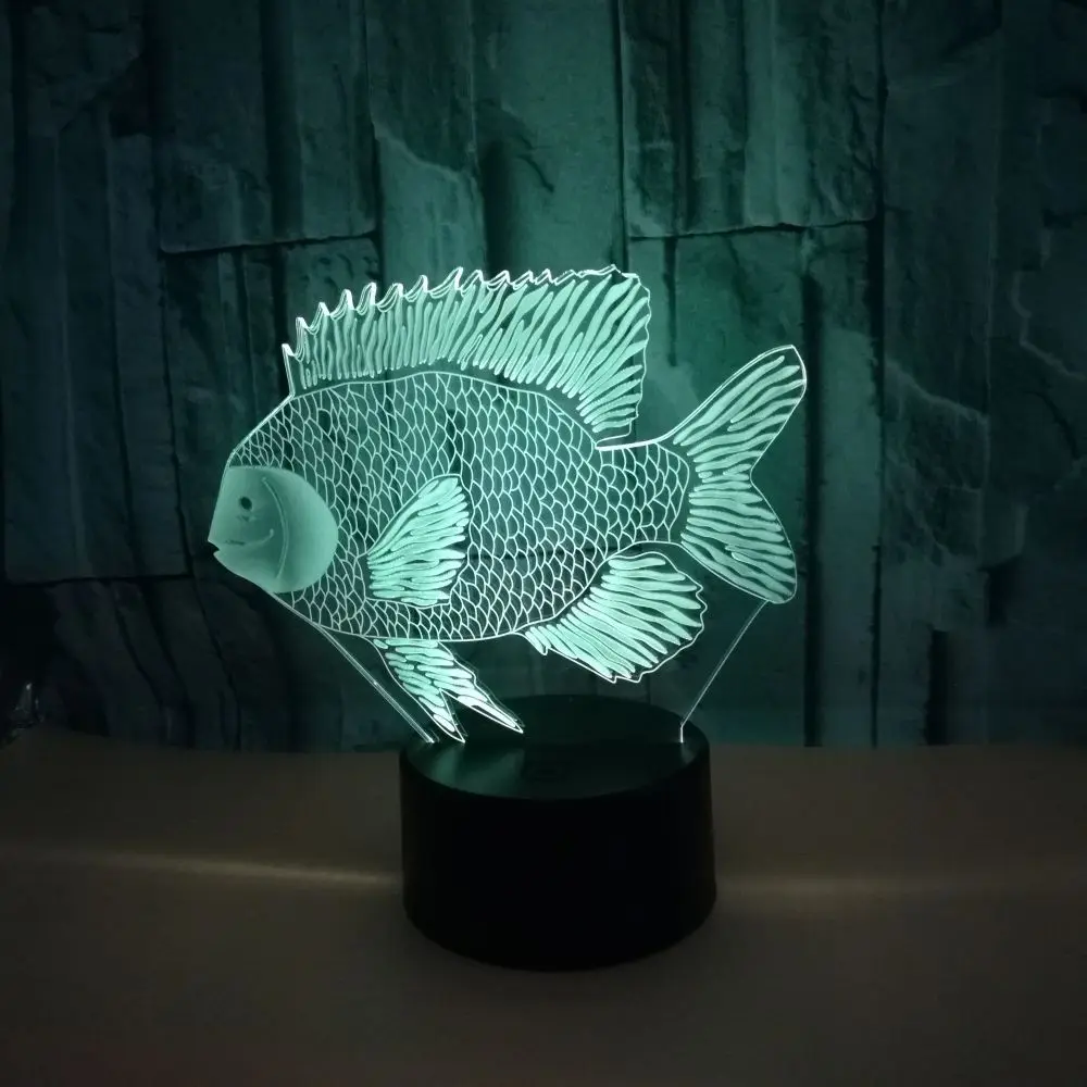 

Creative New Fish 3d Lamp Colorful New Illusion 3d Night Light Kids Room Led Luminaria De Mesa Novelty Light Fixtures