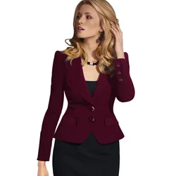 Vfemage-Blazer con colletto rovesciato per donna, manica lunga, abbigliamento con bottoni, lavoro, autunno, inverno, H333