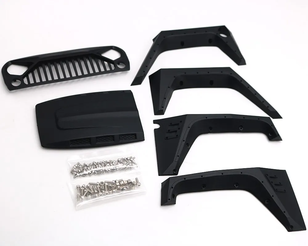 KYX Racing DIY Nylon Fender Hood Grille Set for 1/10 Rc Crawler Car Jeep Body