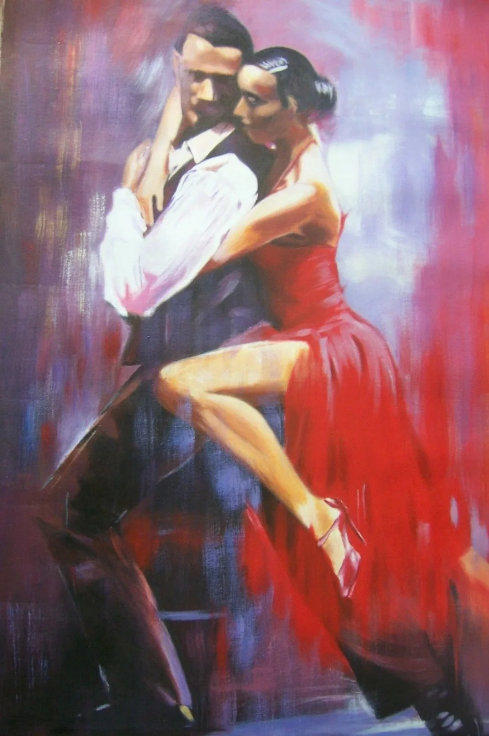 

100%Handmade Hand Flamenco salsa dancers 36x24 Oil Painting,NOT a print or poster,