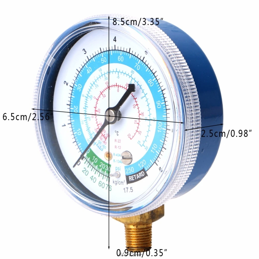 New Air Conditioner R410A R134A R22 Refrigerant Low Pressure Gauge PSI KPA Blue