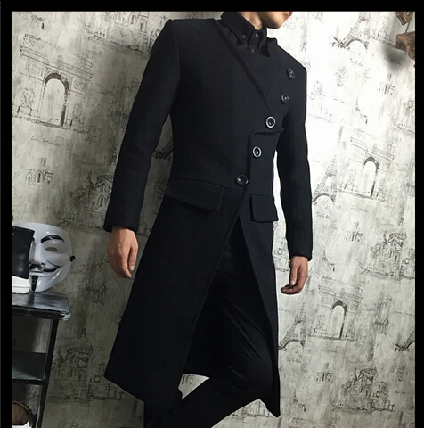 S-6XL!!!2022 can be customized  Male winter thickening medium-long personality ultra long over-the-knee woolen trench outerwear