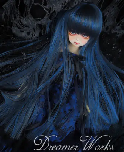 BJD wig for 1/3 1/4 Seductie Blue Black Long Wig doll hair 22-23cm 18-18.5cm BJD SD MSD Dollfie Doll